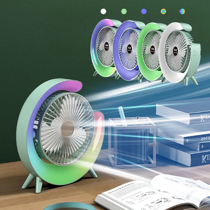 New Bright USB Charging Night Light Mini Desktop Fan – Silent Portable Electric Cooling Fan
