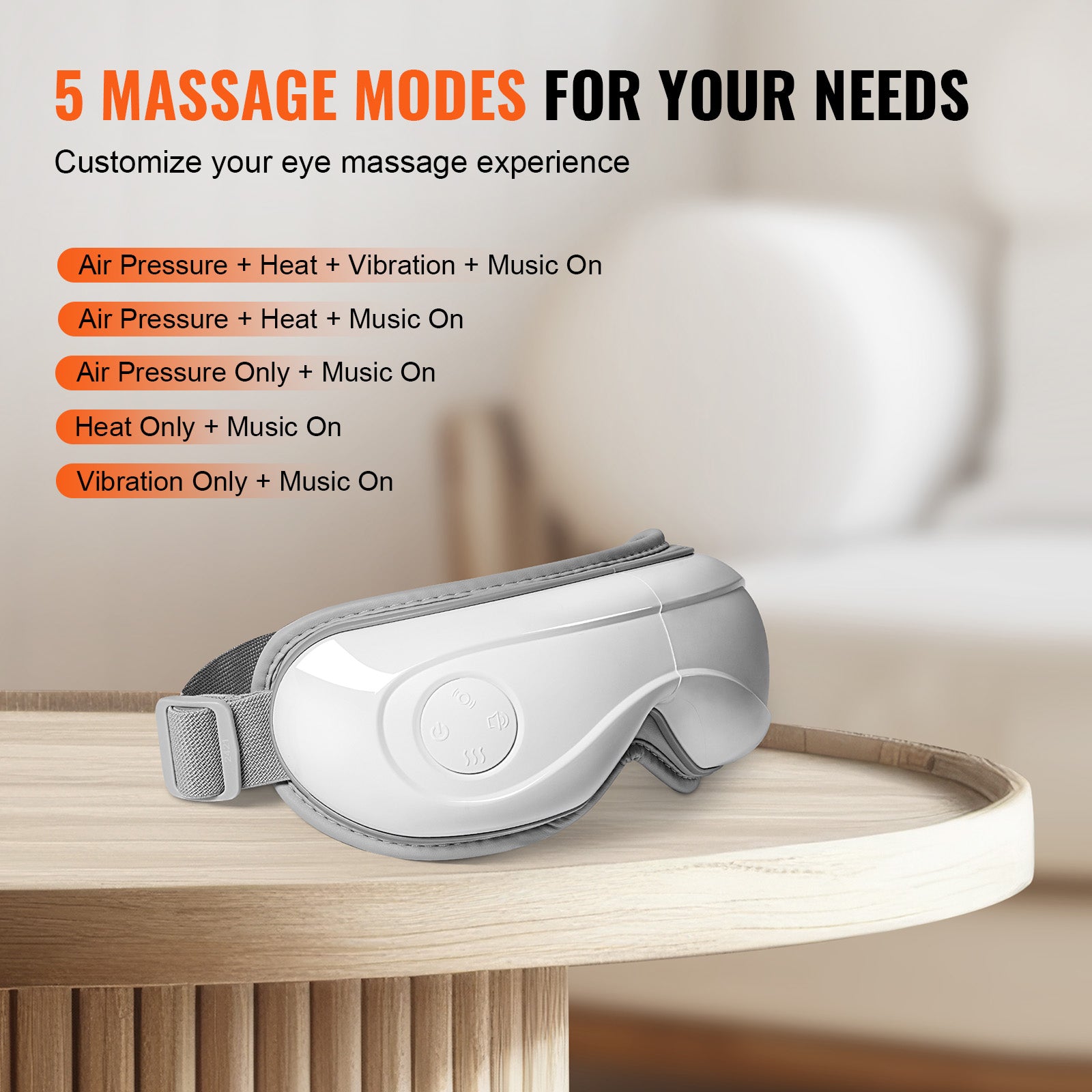 Heated Eye Massager Eye Care Device 5 Modes Bluetooth Music 180 Foldable