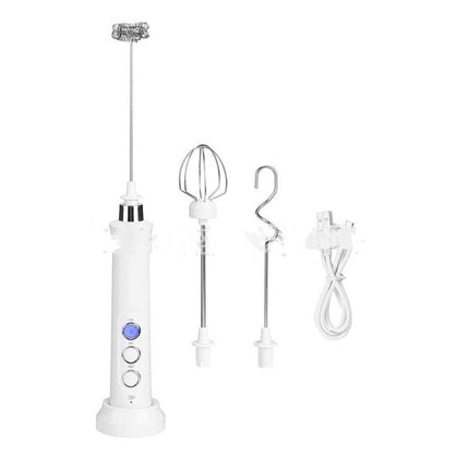 Rechargeable Electric Milk Frother & Stainless Steel Egg Beater with Base